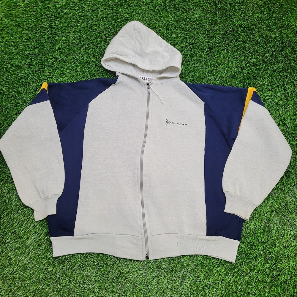 Dunlop Zip Hoodie Womens L/XL 23x22 Baggy Cropped Tri-Color